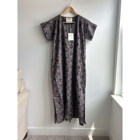 Seek Collective Mocha Swirls Purple Cotton Pattern Maxi Dress Oversized Size XS - Picture 4 of 13